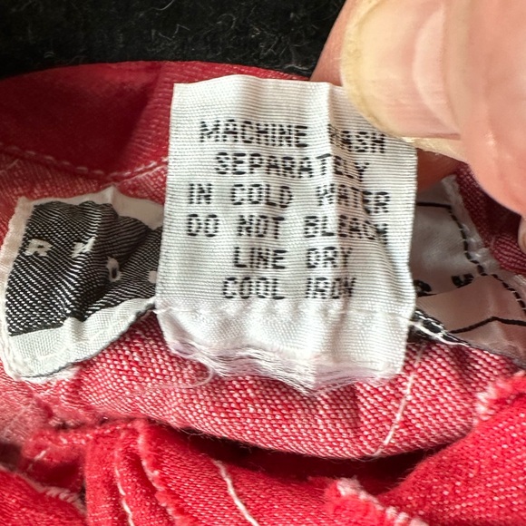 Vintage Rhonda Stark Red Crinkle Lightweight Shirt Jacket,  Raw Edge Detail, Lg - Picture 7 of 8